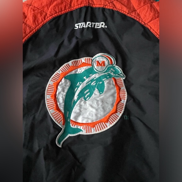 Miami Dolphins RARE NFL Starter Coat Kids Youth Boys Girls XS Black Orange Teal - Picture 8 of 14